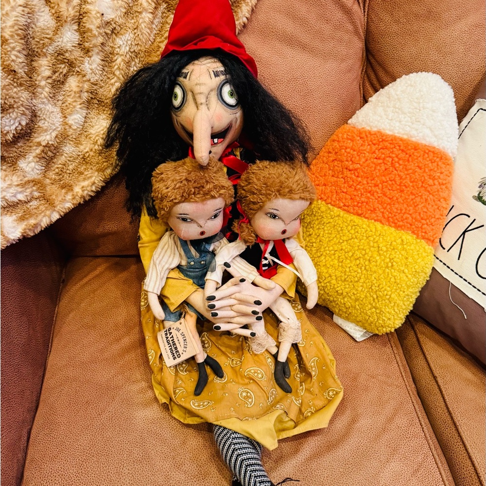 Joe Spencer - Sadie Old Hag with Hansel & Gretel Folk Art Doll